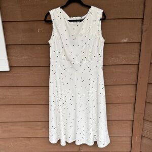 Liz Claiborne Sleeveless White Polka Dot A-Line Dress size 12